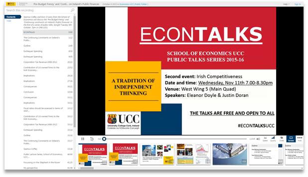 UCC Econ Talks - Panopto Video-Präsentations-Software