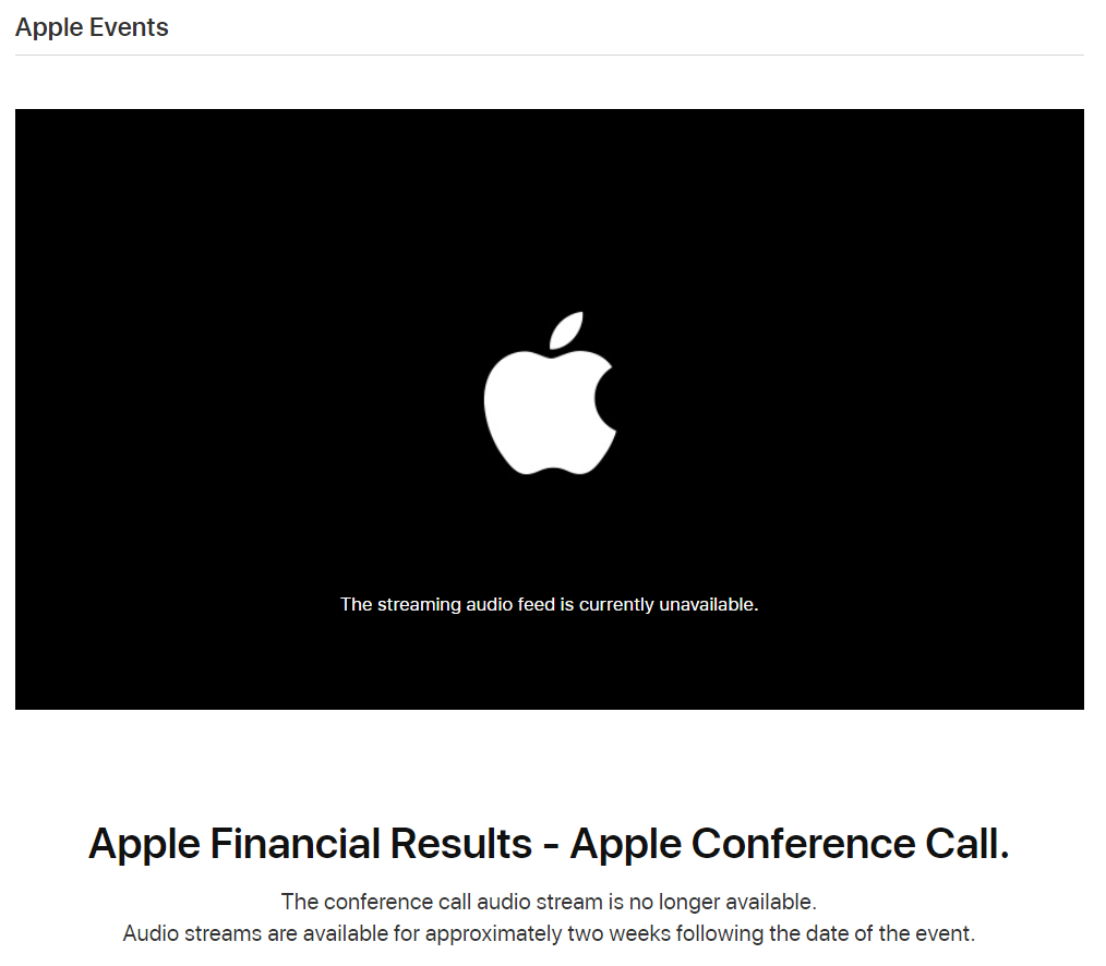 Webcast sur les résultats d'Apple 2018