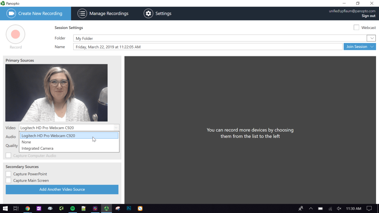 Use Panopto to record video podcasts in Panopto
