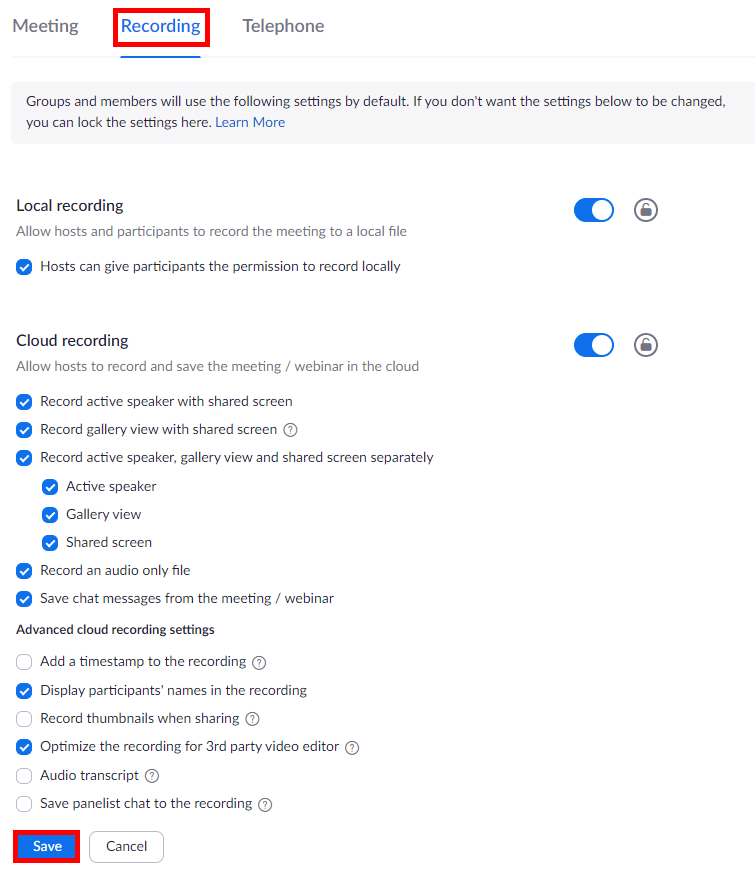 Recommended settings for Panopto's Zoom integration