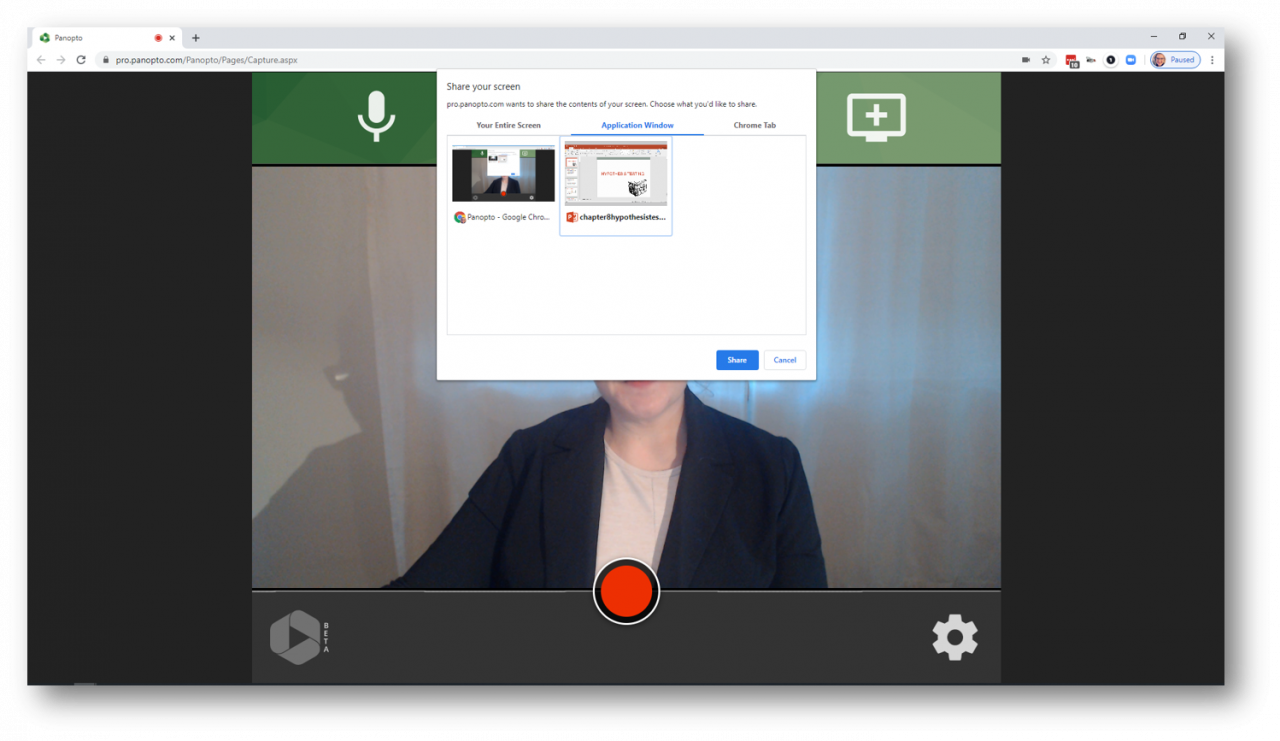 It takes just a few clicks to set up lecture recording in Panopto