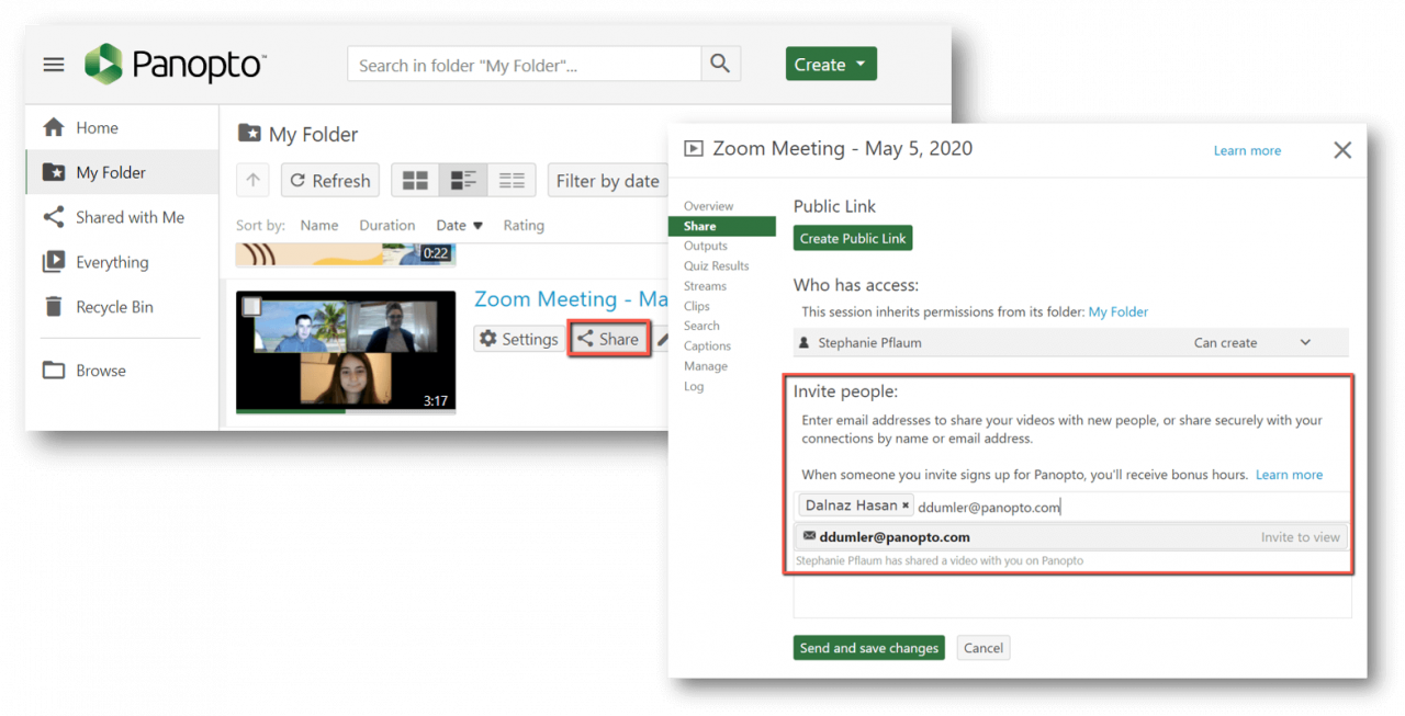 Share a recorded online meeting with your team.